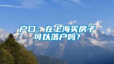 户口：在上海买房子可以落户吗？