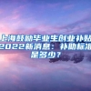 上海鼓励毕业生创业补贴2022新消息：补助标准是多少？