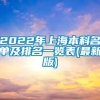 2022年上海本科名单及排名一览表(最新版)